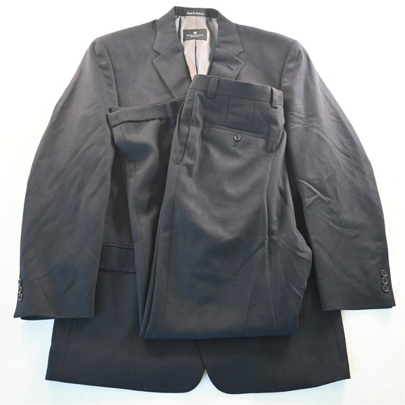 Kenneth Cole 42L 33x32 Blue Herringbone Wool Mens Jacket‎ Pants Suit